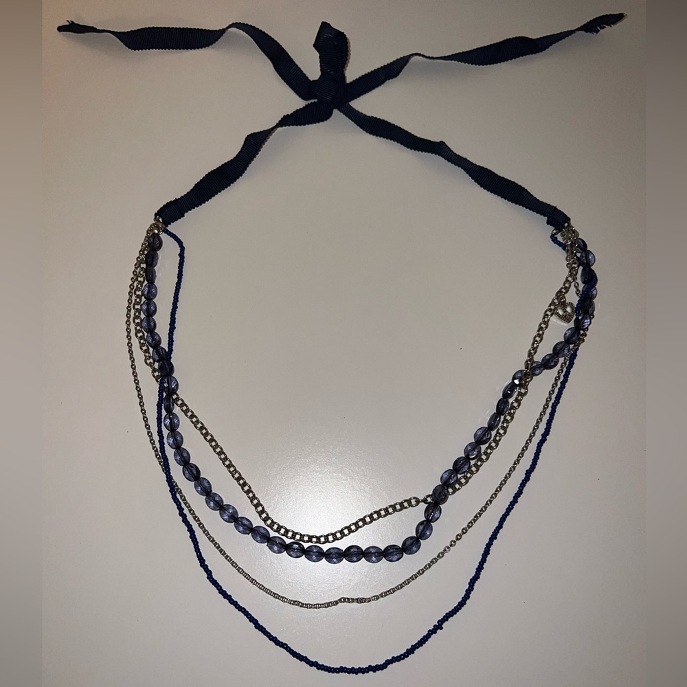 Aeropostale Layered Blue and Silver Necklace NWOT